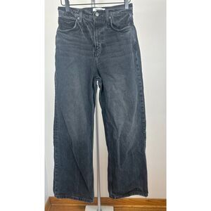 Reformation Wilder High Rise Wide Leg Cropped Jean Jeans 27 Black